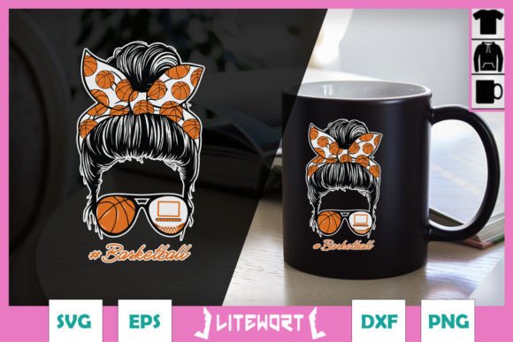 Messy Bun Basketball Mom SVG for Crafts & Graphics